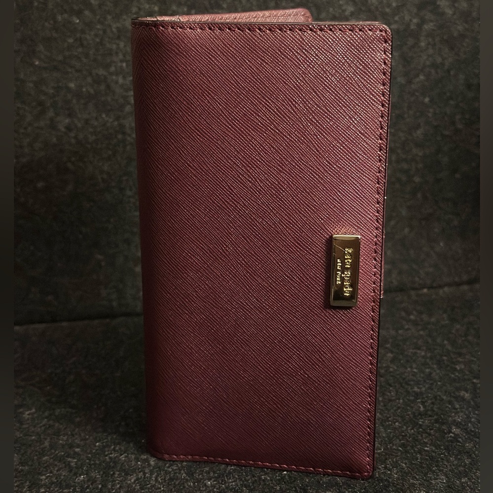 Kate Spade DeepPlum Wallet with Gold Accent